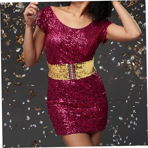 Wide Elastic Sequin Belt for Women Fashion Waistband Accessory with Stretchy Fit Elegant Dressy Sash for Slimming and Stylish Waist Accent Comfortable All Day Wear4