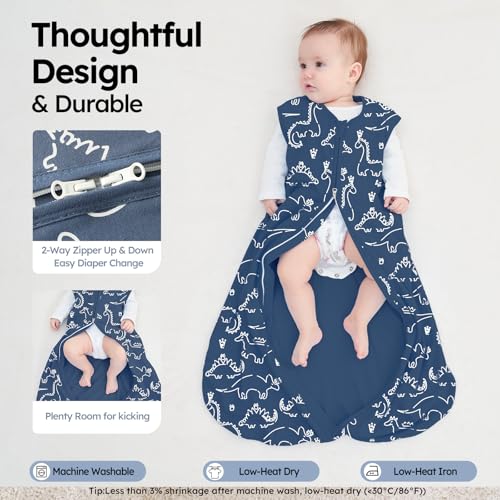 Image of Yoofoss Baby Sleep Sack 6-12 Months 0.5 TOG Baby Wearable Blanket, 100% Organic Cotton Infant Toddler Sleeping Sack 2-Way Zipper Lightweight Sleep Sack, Grizzly