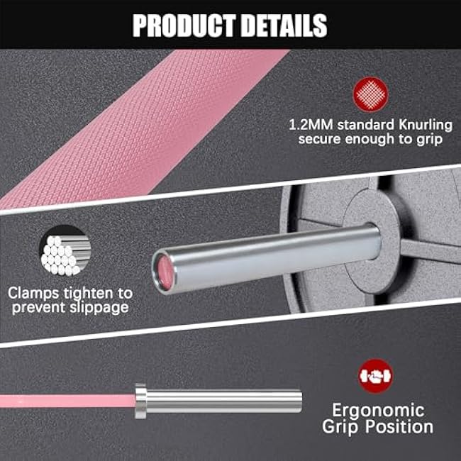 PROOFGOLD 6.6ft/7ft Olympic Barbell Bar 35Lb(15kg)/45LB(20kg) Barbell,Bench Press Bar for Squats and Deadlifts,Olympic Weight Bar for Home Gym,Womens Mens barbell(2inch),500LB/700LB/1000LB