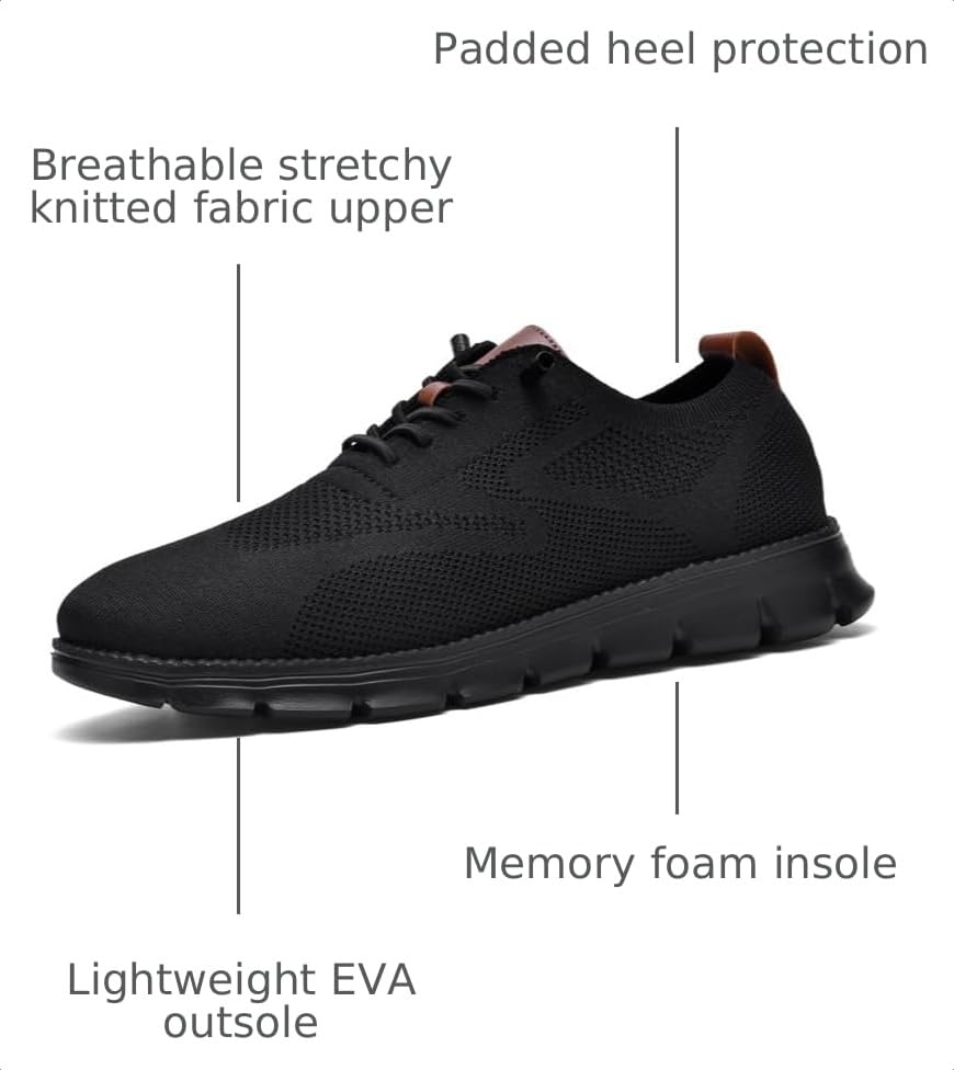 Image of Wearbreeze Men's Business Casual Oxford Sneakers - Lightweight Lace-Up Dress Shoes for Work, Travel & Daily Commute