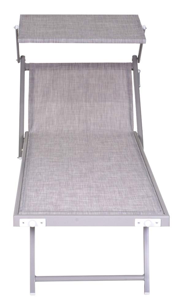 Enrico Coveri Mare Lettino Pieghevole Professionale in Alluminio, con Tetto Parasole e Rivestimento in Textilene, Perfetto per Spiaggia, Piscina e Giardino (Grigio)