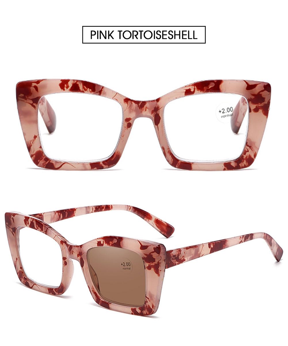 VEVESMUNDO Damen Lesebrille Blaulichtfilter Groß Katzenaugen Kunststoff Anti Blaulicht Lesehilfe Brillen