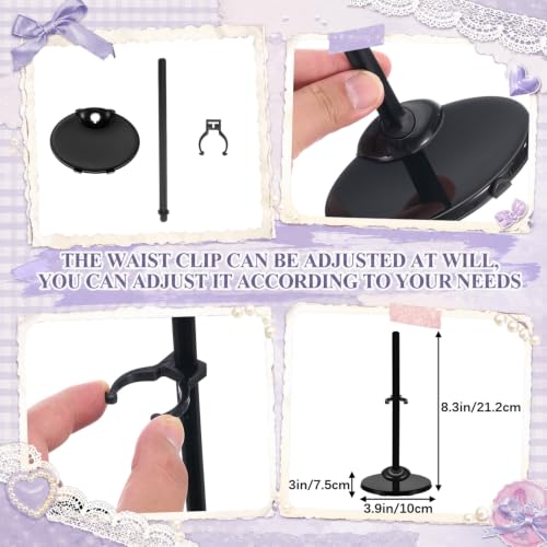 Image of Menkxi 100 Pcs Acrylic Doll Stand Display Holder Ideal Support for Dolls Action Figure Stand with Adjustable Waist Clip for 9, 10, 11 Inch Tall (Black)