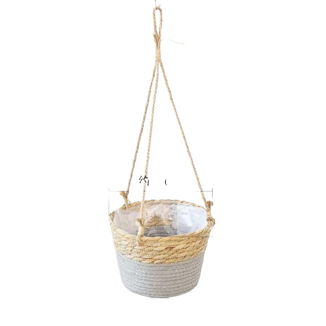 JFNKLFG Woven Plant Pot Hanging Basket Flower Pot Hemp Rope Woven Rattan Spider Plant Potted(Color1)
