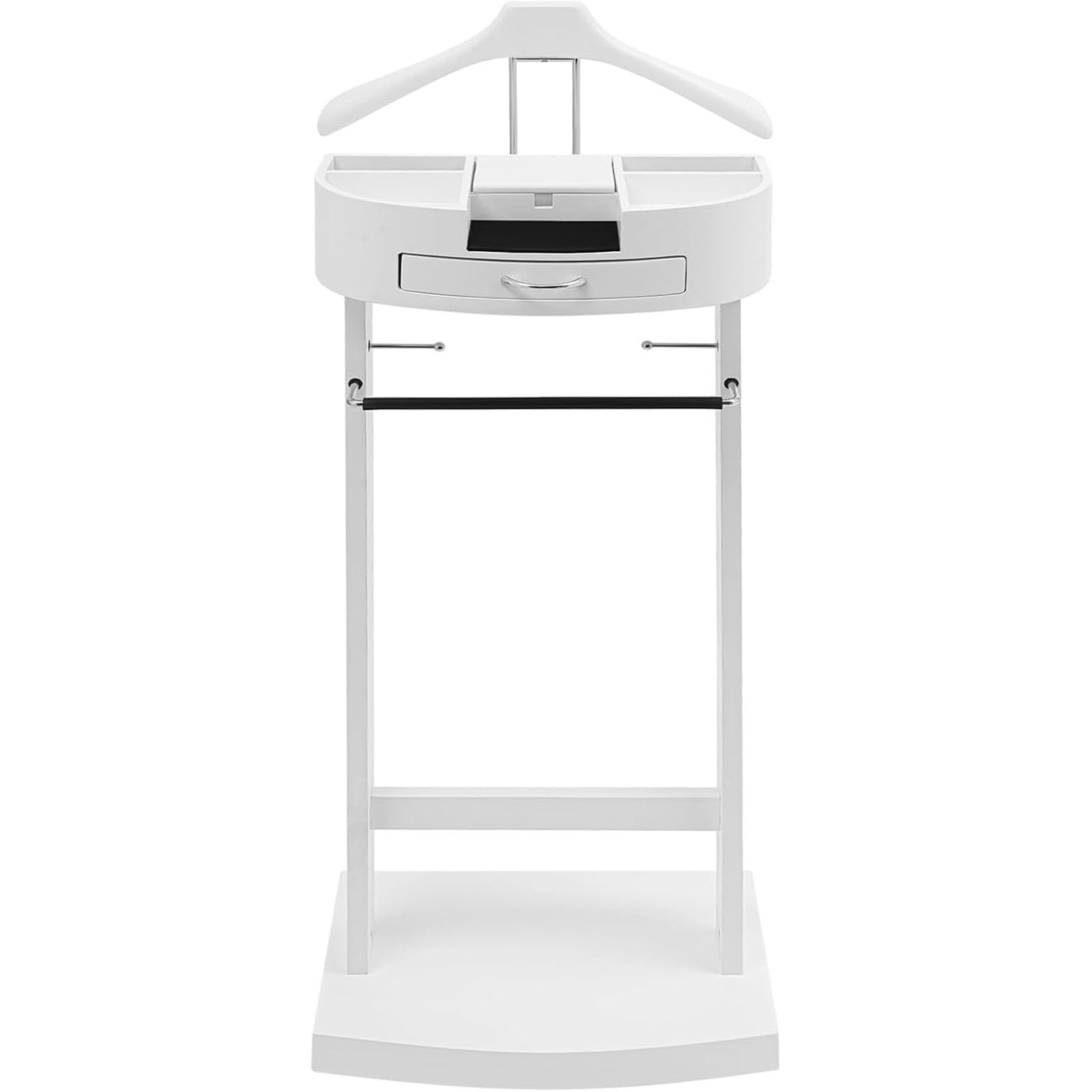 HCZKIUJY Wooden Freestanding Clothes Stand, Multi-Functional Suit Valet with Top Drawer, Space-Saving for Office, Bedroom, Living Room