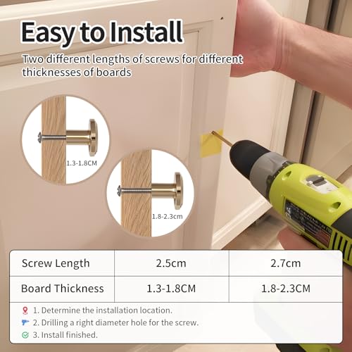 MOXYOY 4 Pcs Round Cabinet Knobs,25mm Round Dresser Drawer Knobs,Gold Brass Drawer Knob,Single Hole Cupboard Door Handles,Door Knob and Handles,for Home Decorating, Cupboard, Wardrobe - Image 2