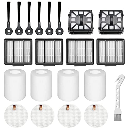 RONGJU Replacement Part Aaccessory Set for Shark IQ R101AE (RV1001AE),IQ R101 (RV1001) Robot Vacuum, 4-Pack Filter, 6 Side Brushes, 2 Filter & 4 Base Pre-Motor Foam & Felt Filters Kit