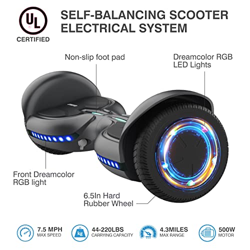 Tomoloo Music- Rhythmed Hoverboard 6.5 Inch Electric Scooter Ul2272 Certificated With Bluetooth Speaker Led Lights Kids And Adult Two-Wheel Self-Balancing Scooter #TOP1