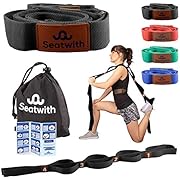 Gymnastik-Gurt mit 10 Schlaufen | Yoga-Gurt 200 x 4 cm | Stretch-Strap für mehr Beweglichkeit | + Transportbeutel & Trainingsanleitung PDF| Fitness Pilates Physiotherapie Stretch-Gurt(SCHWARZ)