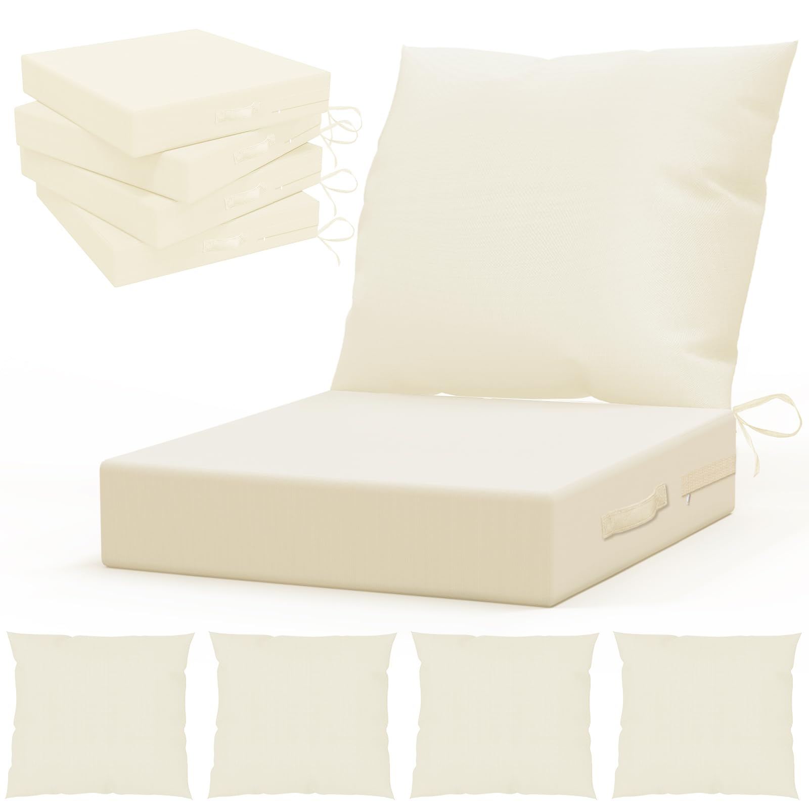 Photo 1 of L'AGRATY Outdoor Chair Cushions, 24"x24", Ivory, Set of 4