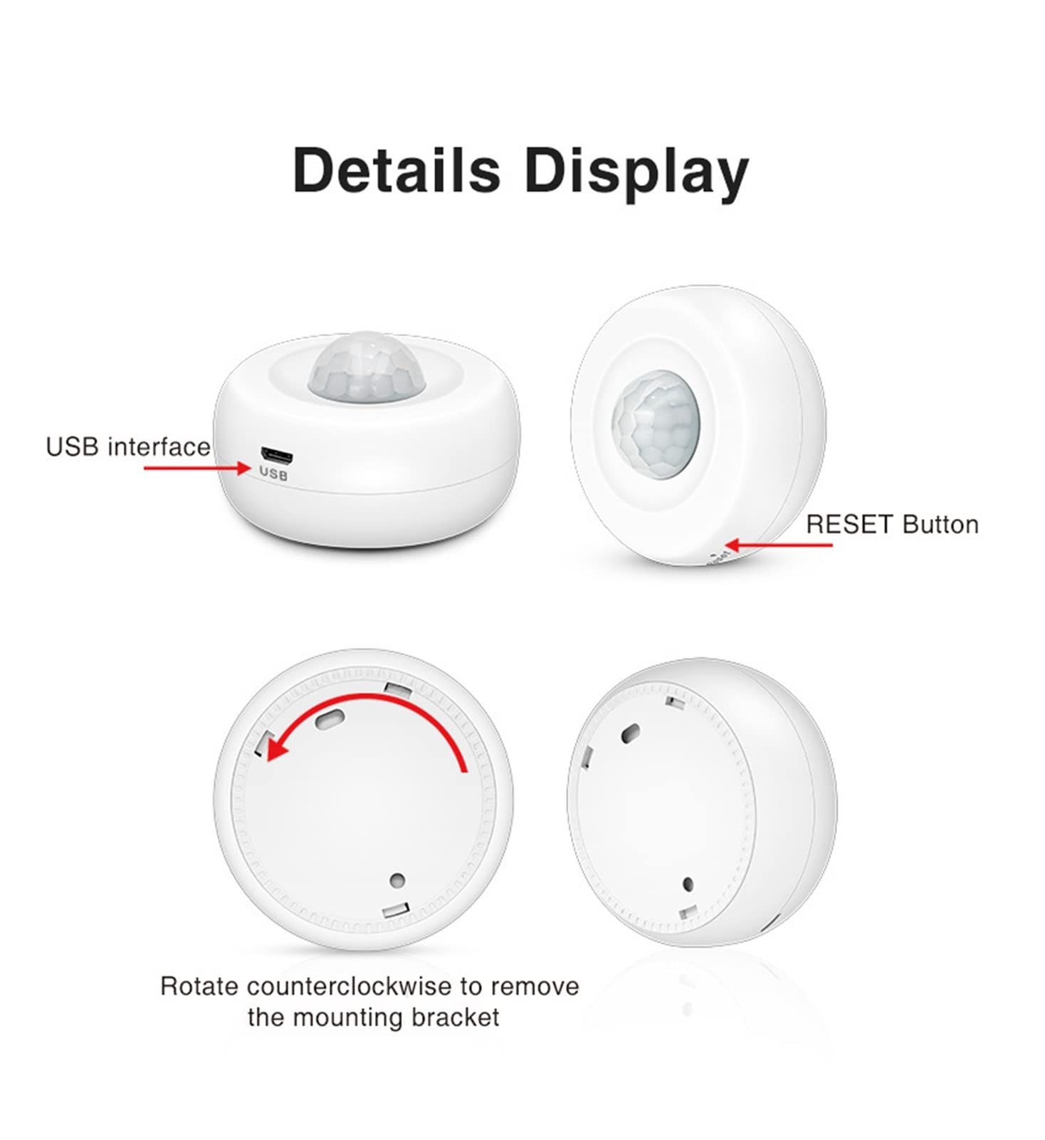 Tuya WiFi Sensor de Movimiento Detector de Infrarrojos de Techo Pir Sistema de Alarma antirrobo del Movimiento del Movimiento del Cuerpo Humano(B 15000MAH)