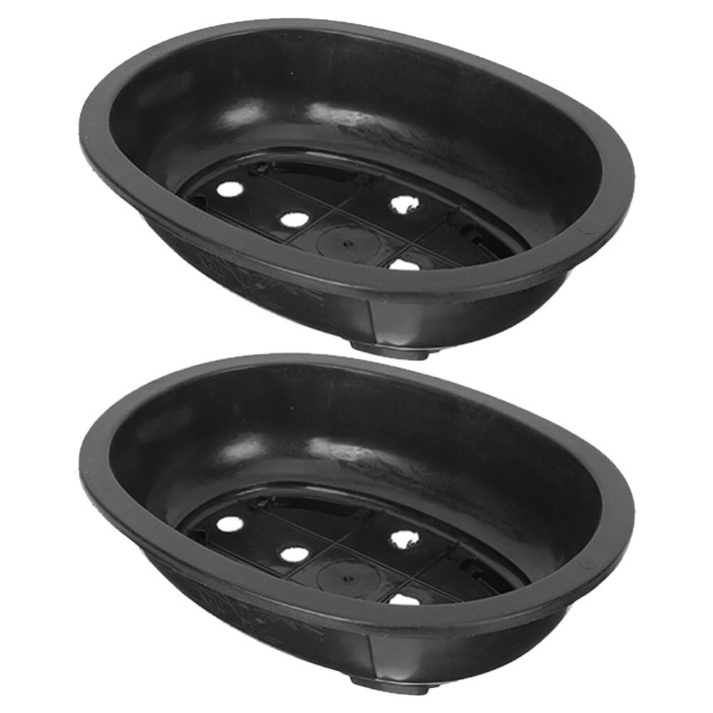 POPETPOP Macetas Grandes De Plástico para Entrenamiento De Bonsái 2 Uds. Maceta para Cultivo De Plantas Bonsái Maceta Ovalada para Vivero con Agujeros De Drenaje Maceta Ovalada De Plástico