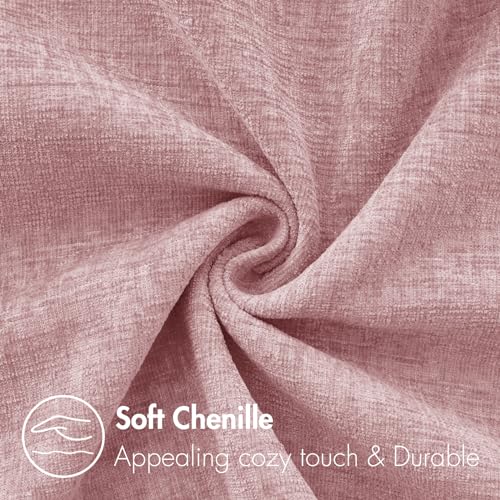 Image of MIULEE Pack of 2 Couch Valentines Throw Pillow Covers 12x20 Inch Soft Spring Blush Pink Chenille Lumbar Pillow Covers for Sofa Living Room Solid Dyed Cases