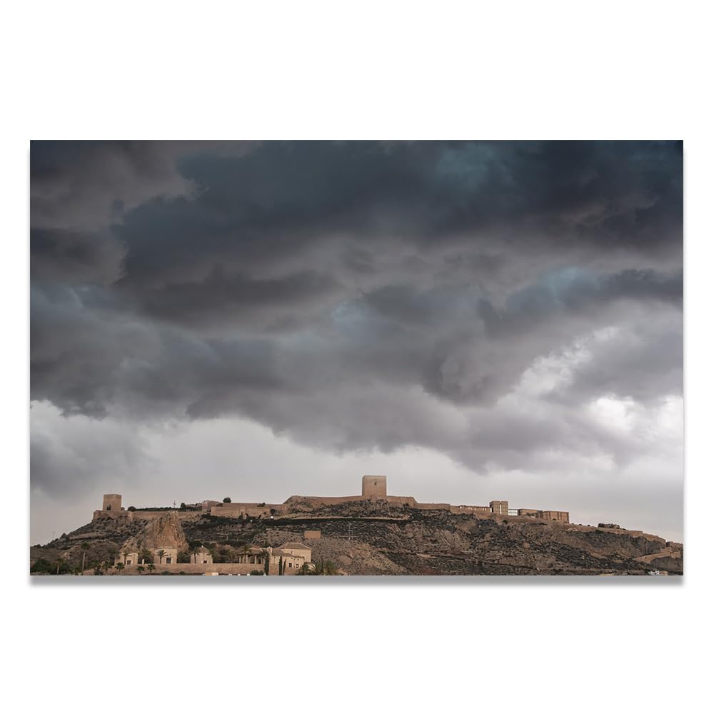 VHdfgTY Dark Clouds Loom OverheadNature Landscape Wall Art Canvas Mountain Scenery Print Home Decoration 30x45cm Unframed
