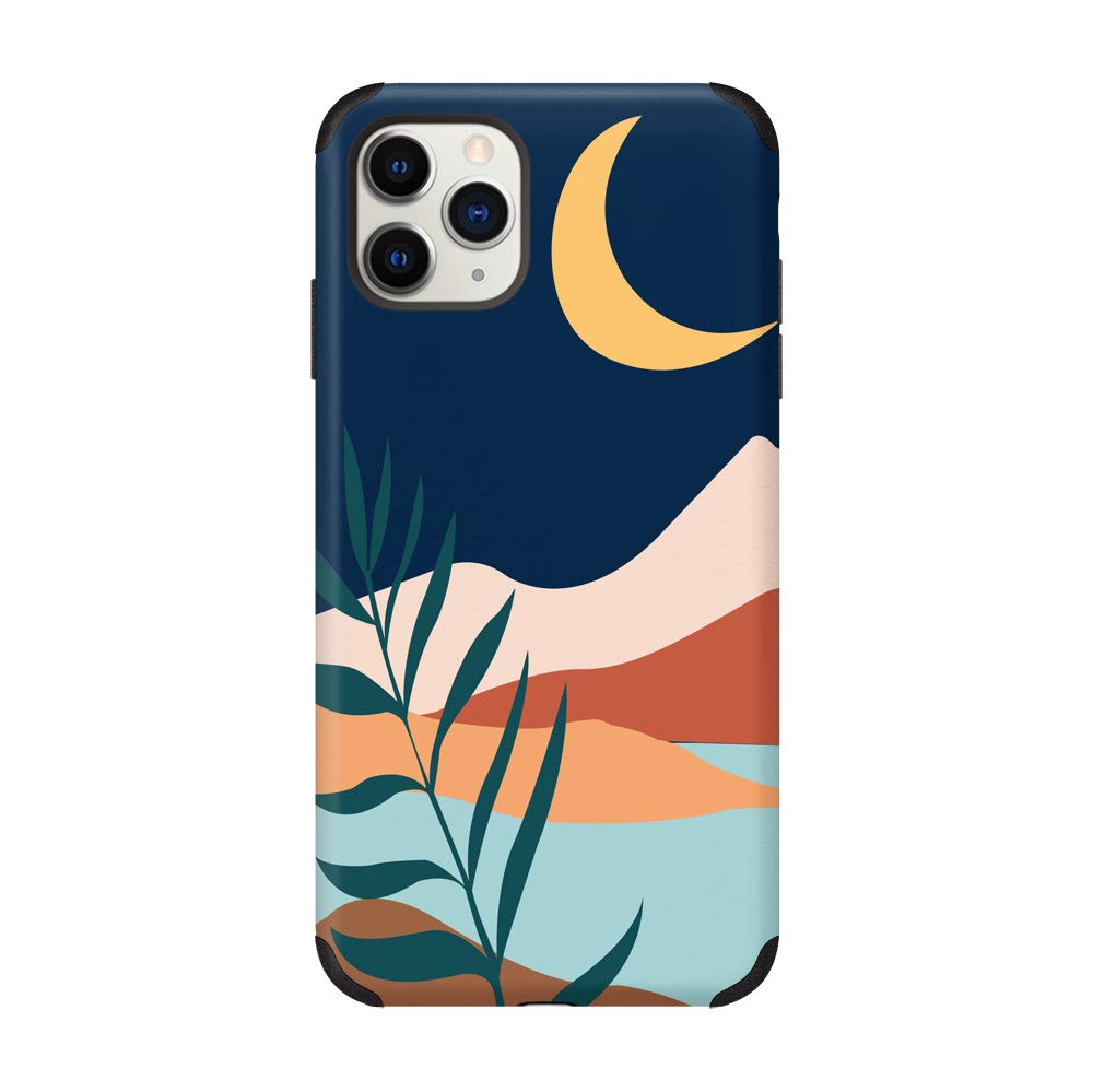 CUSTYPE Compatible with iPhone 11 Pro Max Case Print Art Watercolor Pattern Cover Case Soft TPU Slim Shockproof Back Shell Case for iPhone 11 Pro Max 6.5 inch Pink (Moon Leaf)