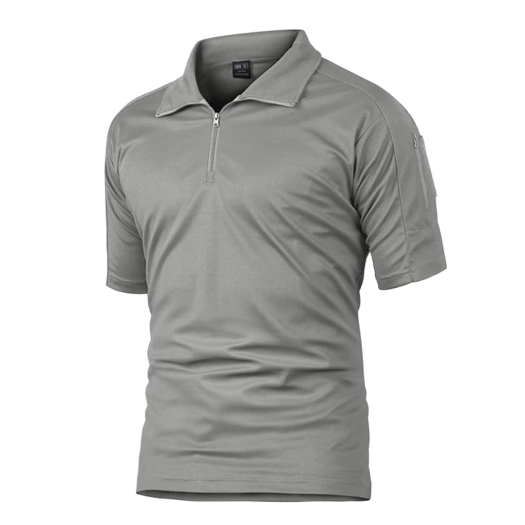 T-Shirt Rapide a Maniche Corte estive da Uomo Combattimento tattico Militare Lavoro di Squadra Escursionismo Sport (Grigio Chiaro L)