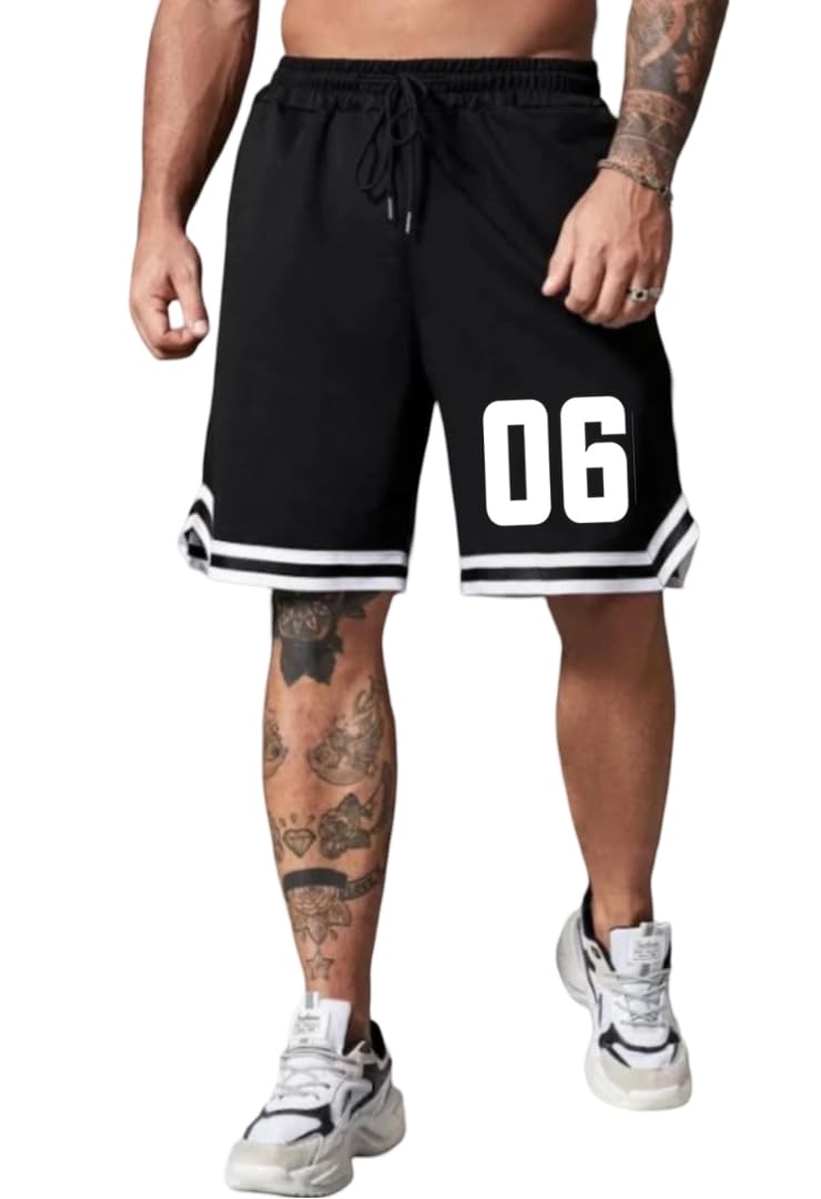 Men's Lucky No Trendy Regular/Sports Daily Use Shorts Black-picture-37