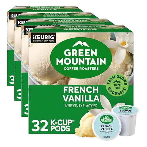 Image of Green Mountain Coffee Roasters French Vanilla Coffee, Keurig Single-Serve K-Cup pods, Light Roast, 32 Count (Pack of 4)