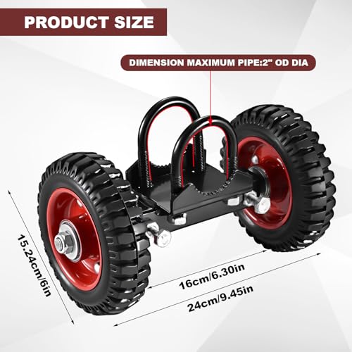 Soiiw Rolling Gate 6 Inch Rubber Wheel Carrier Heavy Duty for Driveway Chain Link Fence Metal Tube Gates and Rolling/Sliding Gates 550lb Capacity,1-Pack (6 Inch-2 wheel(Two U-Bolt 2inch)) - Thumbnail 3