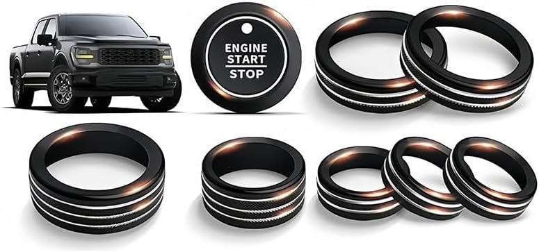 Car Air Conditioner Switch Button Knob Cover Compatible with Ford F-150 2021-2024, Car Push Start Button Cover Aluminum Decal Trim Interior Accessory,Purple-9pcs