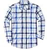 J.VER Long Sleeve Button Up Shirts for Men Bussiness Casual Button Down Shirt Cotton Regular Fit Plaid Shirts with Pocket Blue Large
