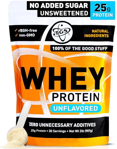 TGS Nutrition 100% Whey Protein Powder Unflavored,...