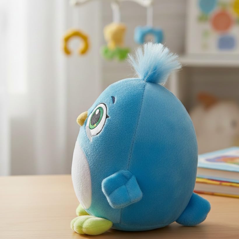 Image of Cute Blue Bird Soft Toy Plush for Kids | Ultra Soft Huggable Stuffed Animal Toy for Baby Boys & Girls for Birthday, Valentine & Home Decor - Height 18 Cm