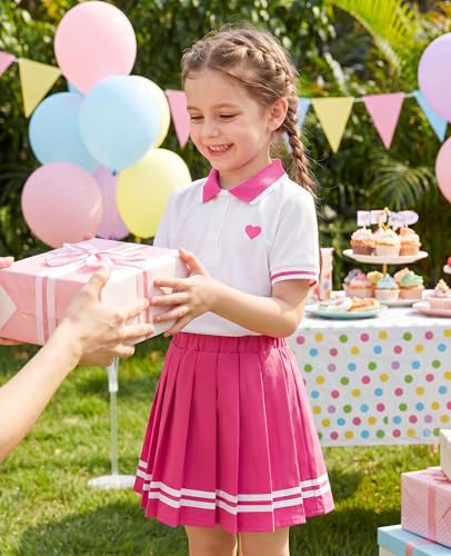 Move Dance Little Girls Dress Size 5-6 Hot Pink Polo Skirt Set with Shorts - image 2