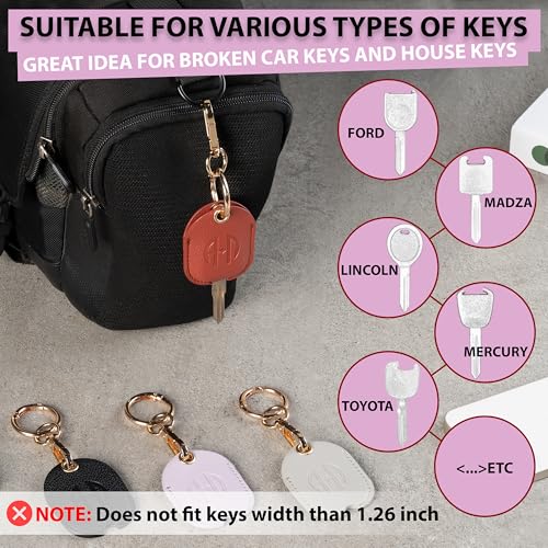 Image of Leather Keys Sleeve for Broken Car Key Loop Replacement - Cute Keychain Cover - Protector, Holder for Men & Women