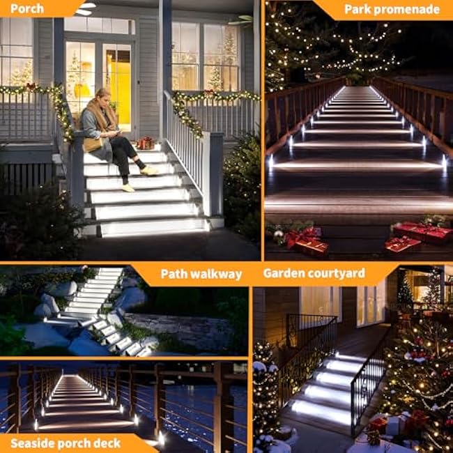 KINKAI Solar Stair Lights Triangle Step Light White Light