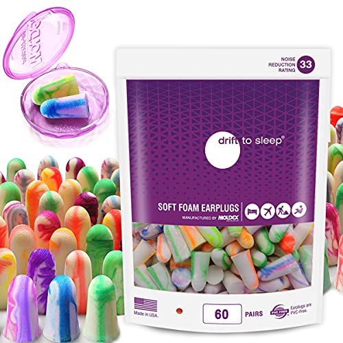 MOLDEX Soft Foam Earplugs Softies® Ear Plugs for Sleeping, Snoring, Work, Travel, Shooting -33dB Highest NRR Made in USA (Multi Color, 60 Pairs)