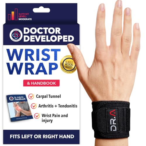 Doctor Developed Wrist Brace, Wrist Wraps for Carpal Tunnel Arthritis, Tendonitis, Hand Support, Ideal for Fitness, Weightlifting - Handbook Included