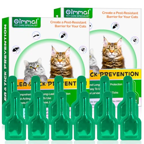 Protection contre les tiques et les chats - Gouttes de vermifuge naturelles - 2 pipettes à 6 pipettes de protection contre les tiques - Formule sûre...