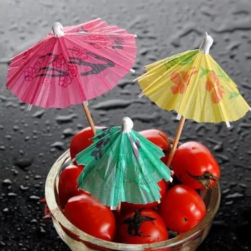 Haundry Cocktail Umbrella Picks, 50-Pack Drink Umbrella Toothpicks, Colorful Paper Cupcake Toppers For Luau Party Sandwich Fruit thumb #3