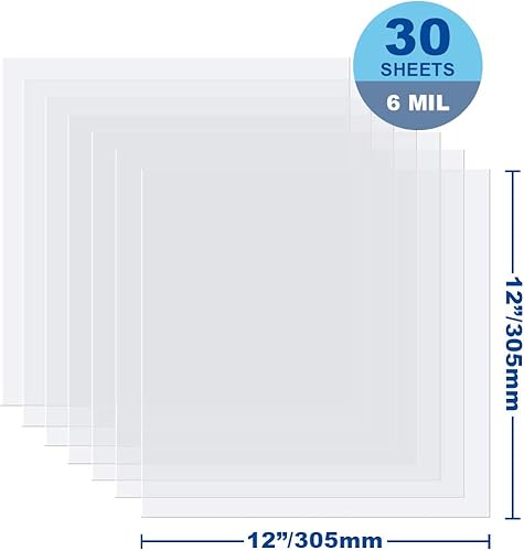 Miniatura 2 de 30 hojas de plantilla de Mylar extra gruesas de 6 mil en blanco de acetato transparente, 12 x 12 pulgadas por Craftiff