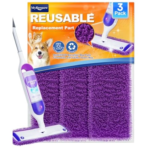 MyKEEPOW Reusable Power Mop Refill Pads Compatible with Swiffer PowerMop, Microfiber Power Mop Pads for Hardwood Floor Cleaning, 3 Pack Cover