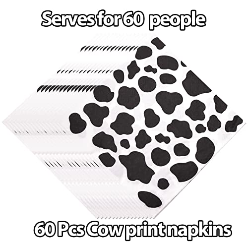60 Pcs Cow Print Napkins Cow Napkins For Party Paper Cowboy Napkins Farm Animal Party Napkins For Western Cowgirl Baby Shower Cow Themed Birthday Party Supplies #TOP1