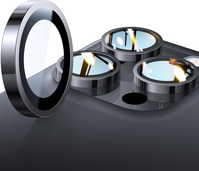 Image of inchCamera Lens Protection Ring Compatible with iPhone 16 Pro / iPhone 16 Pro Max, Aluminum Alloy Scratch Resistant Camera Guard, Ultra-Thin Metal Ring Cover, Anti-Fingerprint, Case Friendly inch Black Titanium