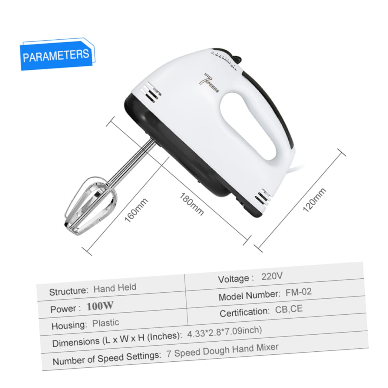 MAGICLULU 1 PC Electric Mixer with Speed Settings Compact Kitchen Mixer for Baking and Dough present for Home Chefs Easy to Clean and Store White