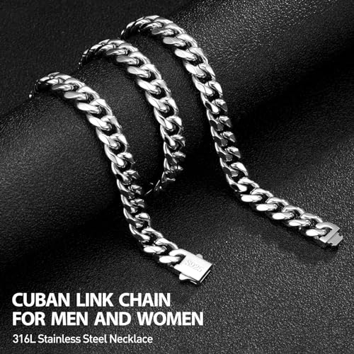 Cuban Link Chain for Men 9MM Silver Chain Necklace 316l Stainless Steel 925 Sterling Silver Filled3