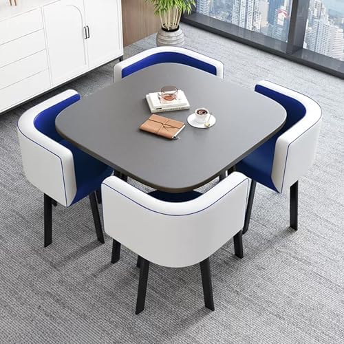 Modern Conference Table Set with 4 Chairs, Perfect for Meeting Rooms & Dining Areas - Stylish Negotiation Table for Office & Home Use