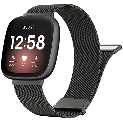 �o���h �V���I�~Fitbit Versa 4/3 Sense2/1 �o���h �X�e�����X�| ���C�t�� �X�|�[�c ���߉\ �ʋC�� (�u���b�N)