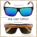 Woodies Oversized Flat Top Aviator Zebra Wood Wrap Sunglasses with Green Lens for Men and Women | 100% UVA/UVB Protection