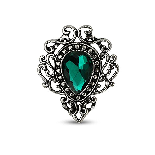 MISSU JEWELLRY Colorful Waterdrop Genstone Collar Pin Retro Hollow Flower Brooches for Women Dress Accesoories