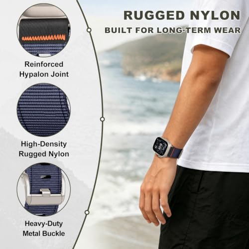 Image of Tactical Nylon Bands for Apple Watch Ultra 3 2 Band Series 11-1 /SE Men | Rugged Breathable Fabric, Nato Adjustable Sport Strap with Reinforced Connector for iWatch Ultra 49mm 46mm 45mm 44mm 42mm L