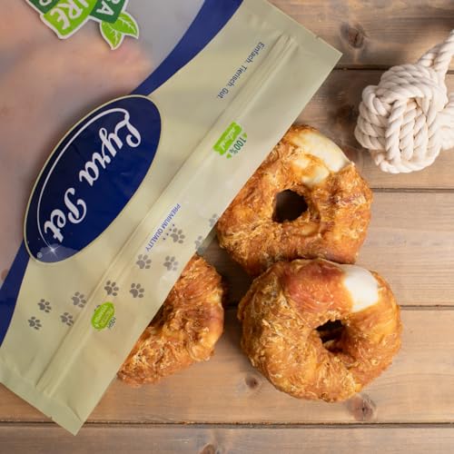 Lyra Pet® 1 kg Kauringe mit Hühnerbruststreifen | Fettarmer Kausnack | Leckerli aus Rind & Huhn für Hunde | Langer Kaugenuss | Gut verträgliches Hundefutter | Wiederverschließbarer Beutel