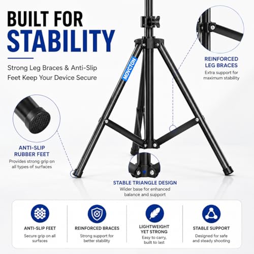 Image of Premium Tripod Stand Lightweight & Portable Portable 7 Feet (84 Inch) Long with Adjustable Mobile Clip Holder for All Mobiles & Cameras Stand for YouTube, Facebook and Instagram