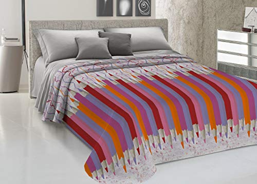 CapitanCasa Colcha de piqué ligera de verano, 100% algodón, fabricada en Italia, fantasía Matitoni individual, fucsia
