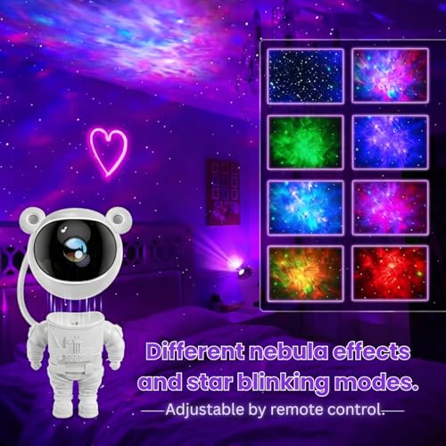 Image of One94Store Astronaut Galaxy Projector Night Light - 360 Rotating Star Nebula Lamp with Remote, Timer & Adjustable Head for Kids Bedroom, Home Decor, Gaming Room & Party Lights