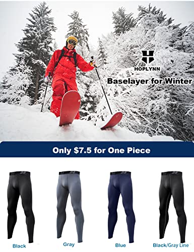 Hoplynn 4 Pack Compression Pants Tights Leggings Men, Winter Baselayer For Running Workout Sports Yoga-2 Black 1 Grey 1 Blue-L #TOP4